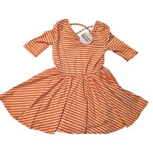 DOT DOT SMILE Little Girls Orange Stripe‎ Twirl Dress Size 2T Short Sleeve